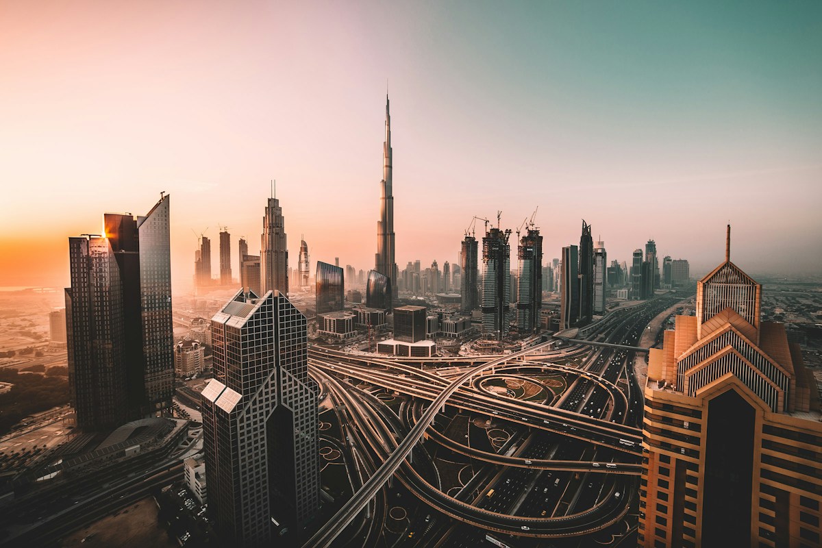 Dubai skyline with the Burj Khalifa rising above the city